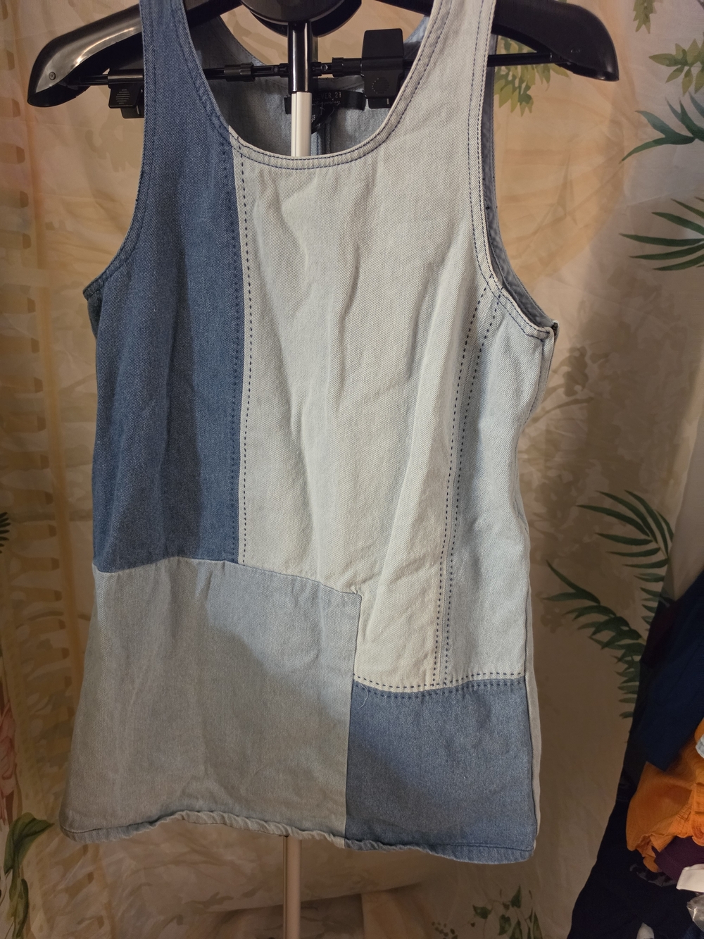 Forever 21 Y2K Denim Patchwork Mini Dress, 100% Cotton, size m